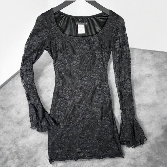 Guess Collection bell poet whimsigoth witchy grunge black lace mini dress 2 - Picture 1 of 6
